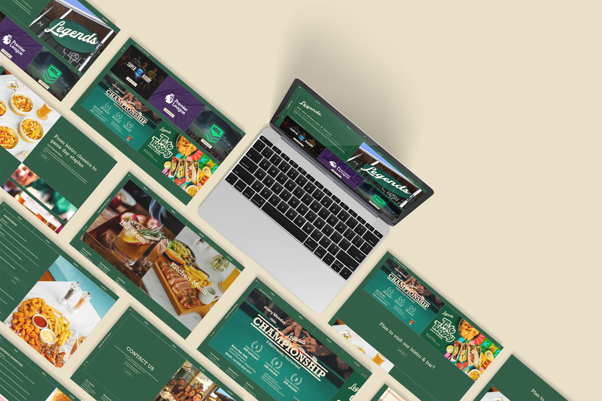 Elkana freelance web design and development project showcase for Legends restaurant