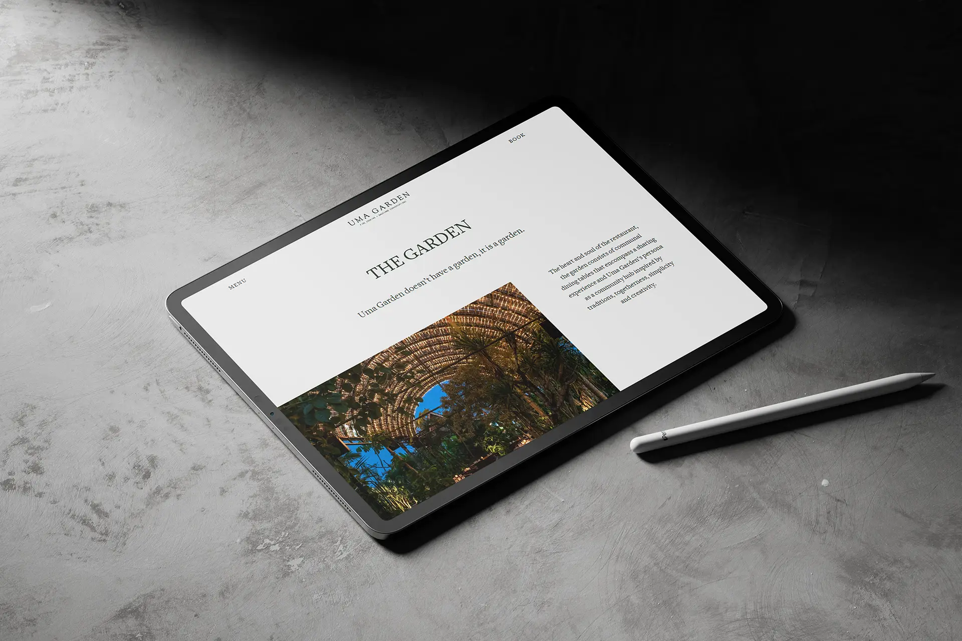 Uma Garden website tablet view built by Elkana Web Design & Development