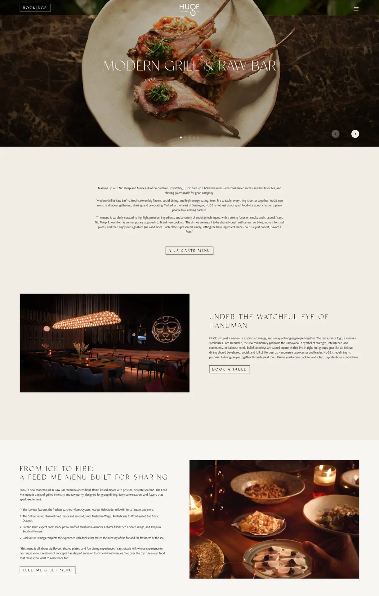 Huge Restaurant website desktop view built by Elkana Web Design & Development