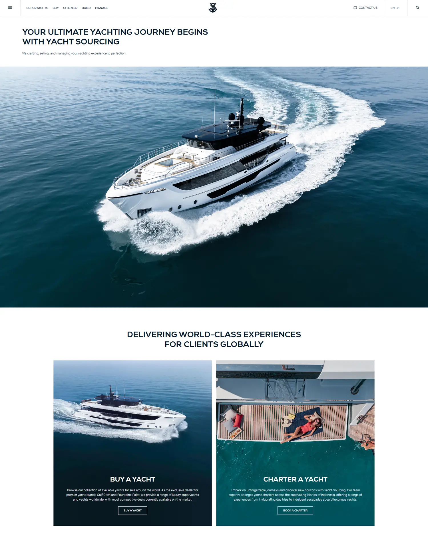 Yacht Sourcing website built by Elkana Web Design & Development